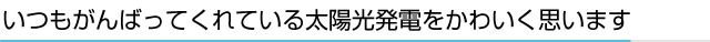 いつもがんばってくれている太陽光発電をかわいく思います